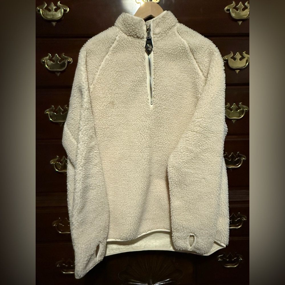 We11done Off-White Stand Collar Sherpa Half-Zip Jacket
